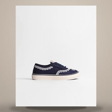 Dior Saltwind Sneakers Blue Oblique Embroidery Cotton & White Lace KCK519OCC_S32N 158481742 [P]