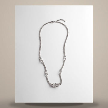 DIOR CD Icon Slim Chain Link Necklace mit silberner Oberfläche 158481865 [P]