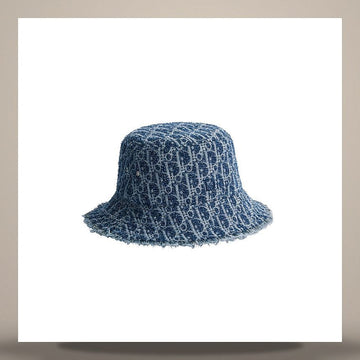 Dior Riviera Oblique Bucket Hat Blue Stone Washing Sponge Denim Jacquard 693C904A3088_C580 158481952 [P]