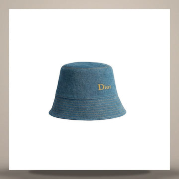 Dior Teddy Narrow Brim Bucket Hat Blue Cotton Linen Denim 158481949 [P]