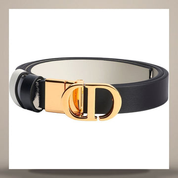 DIOR Umkehrbarer Gürtel Schwarz & Latte Glattes Kalbsleder 20mm 158481992 [P]