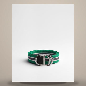 Dior CD Icon Belt Calfskin & Three-Tone Green Nylon 35mm 158482032 [P]