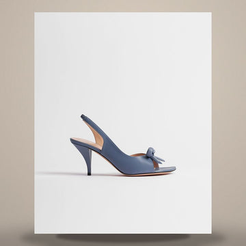 Louis Vuitton Bow Heel Slingback Sandals Denim Blue Lambskin 158482110 [P]