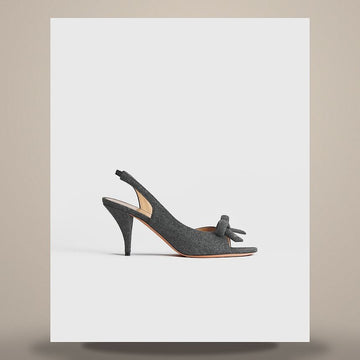 LOUIS VUITTON Bogen-Absatz Slingback Sandalen in hellgrauer virginischer Wolle und Kaschmir 158482116 [P]
