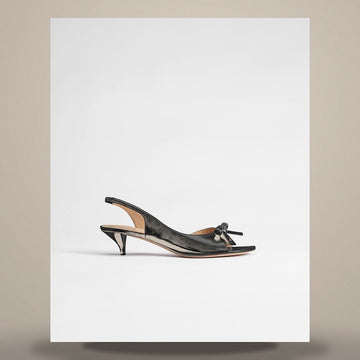 Louis Vuitton Bow Heel Slingback Sandals Black Lambskin 158482125 [P]