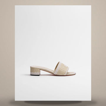 Dior Trench Slide with Oblique Embroidery Cotton & White Lace 158482268 [P]