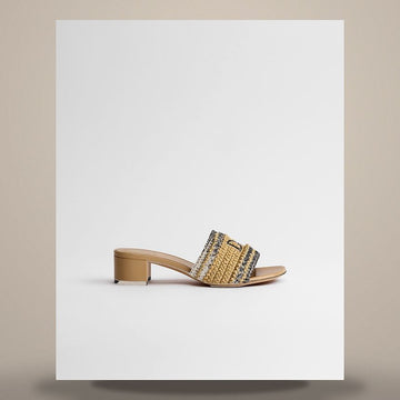 Dior Riviera Woven Heel Slide Trench Crochet Raffia-Effect Technical Fabric 158482273 [P]