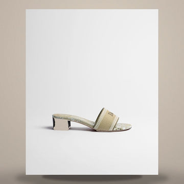 DIOR Riviera Dwey Heel Slide Beige & Weiß Bestickt Baumwolle, Tuileries Floral Garden Motiv KCO611TJW_S30T 158482289 [P]