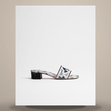 Dior Riviera Dway Hill Slide Blue & White Bow Embroidery Cotton 158482312 [P]