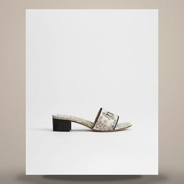 Dior Deway Heel Slide White & Rose de Vents Embroidered Cotton with Lilac Bouquet Motif KCO611FLO_S62W 158482316 [P]