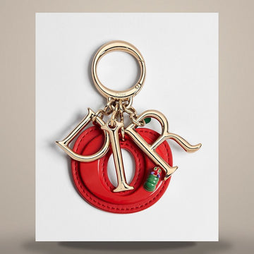 Dior Jardin D'Atelier Bag Charm Gold Finish Metal, Multi-Color Lacquer, Red Calfskin, Red Lacquer 158482320 [P]