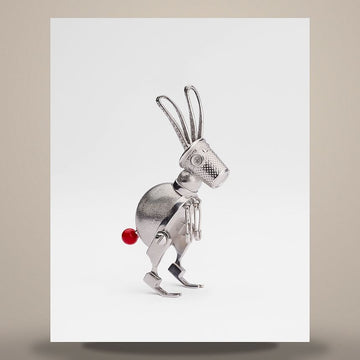 Dior Couture Charm Rabbit Brooch Silver & Red Lacquer V2077HOMST_D997 158482349 [P]