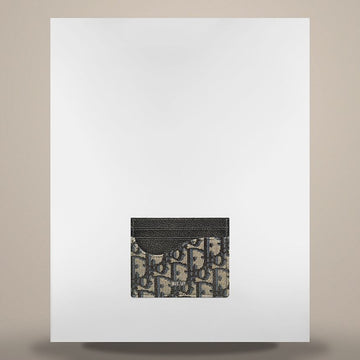 Dior Saddle Card Holder Black Grained Calfskin Marquetry & Beige, Black Oblique Jacquard 158482479 [P]