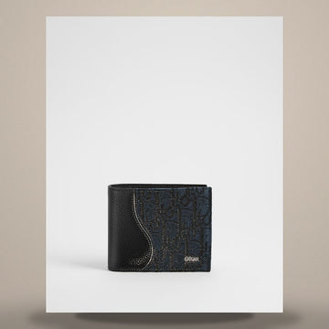 Dior Saddle Wallet Black Grain Calfskin & Black Oblique Jacquard Marquetry 158482482 [P]