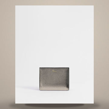 DIOR Médallion Begonia Geldbörse Schwarz & Myosotis Blau Gegrainte Kalbsleder 158482503 [P]