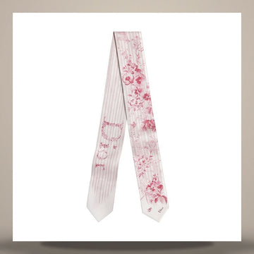 Dior Riviera Tuiles de Jouy Floral Garden Maxi Scarf White & Pink Silk Twill 158482548 [P]