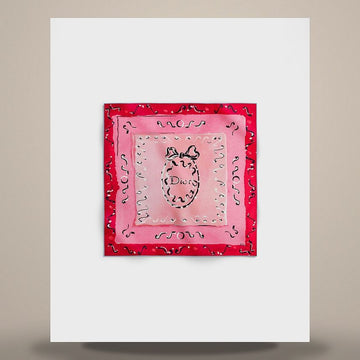 Dior Riviera Delicate Ribbon 70 Square Scarf Pink Multi Color Silk Twill 158482551 [P]