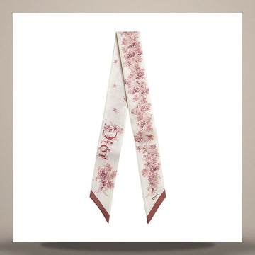 DIOR Lilac Bouquet Mica Schal Ivory & Pink Seiden Twill 158482564 [P]