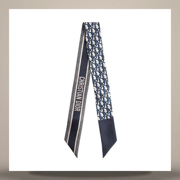 Dior Oblique Scarf Navy Blue Silk Twill 158482577 [P]