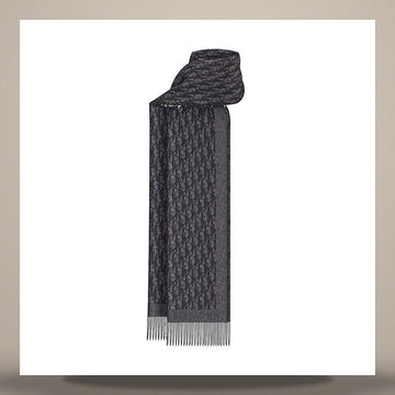 DIOR Oblique Schal tiefgrau & schwarz Seide 158482593 [P]