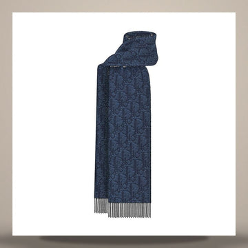 DIOR Umkehrbare Schal Blau & Marineblau Cashmere-Wolle 158482595 [P]