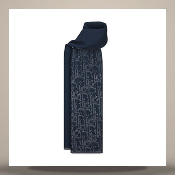 Dior Gradient Wool Silk Scarf Navy Blue & Gray 59E0008A1003_C588 158482600 [P]