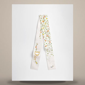 Dior Daisy Garden Maxi Mica Scarf Ecru Multi Color Silk Twill 62TM108I6070_C974 158482618 [P]