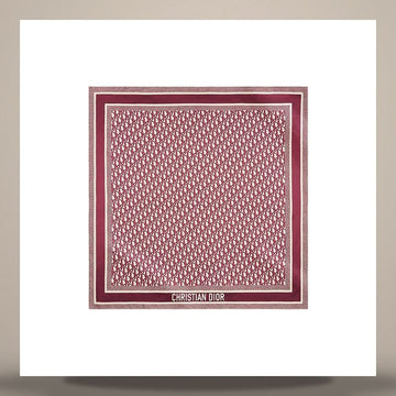 Dior Oblique 90 Square Scarf in Burgundy & Navy Blue Silk Twill 158482637 [P]