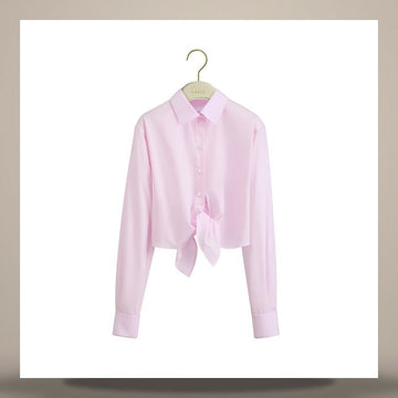 Dior Riviera Tie Crop Blouse Pink Cotton Poplin 158482986 [P]