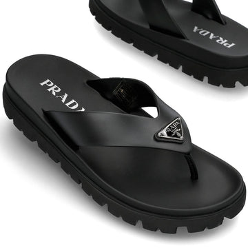 Prada Triangle Logo Rubber Flat Sandals 2Y3130 3LKK F0002 158482739 [P]