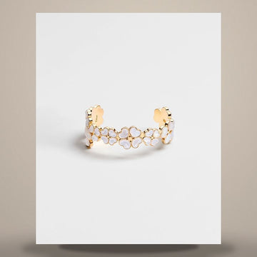 Dior Sparkling Clover Cuff Bracelet Gold Finish Metal & Mother of Pearl 158482764 [P]