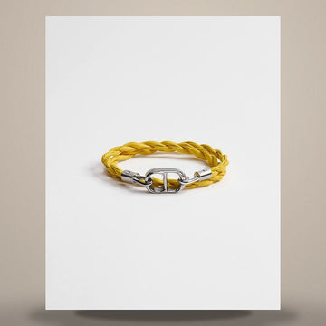 Dior CD Icon Braid Leather Double Bracelet Yellow Calfskin & Silver Finish Brass B3210HOMLE_D008 158482767 [P]