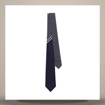 Dior Striped Canage Tie Navy Blue & Gray, White Silk 158482773 [P]