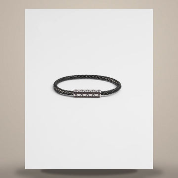 Dior Woven Leather Bracelet Black Calfskin, Silver Finish Brass, Black Lacquer B2782HOMLE_D004 158482787 [P]