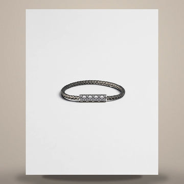 DIOR Gewebtes Lederarmband aus schwarzem Kalbsleder, Messing mit Silber-Finish, schwarze Lackierung 158482800 [P]