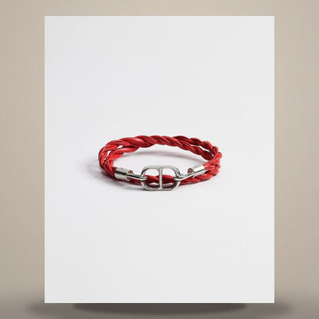 Dior Leather Double Bracelet with Red Calfskin & Silver Finish Brass 158482802 [P]