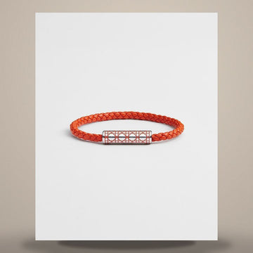 Dior Woven Leather Bracelet Orange Calfskin & Silver Finish Brass, Orange Lacquer B3384HOMLE_D221 158482805 [P]