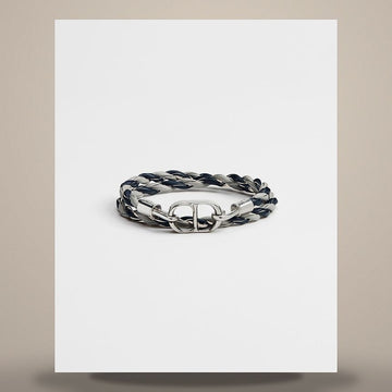 Dior Woven Leather Double Bracelet Gray & Black Calfskin, Silver Finish Brass 158482831 [P]