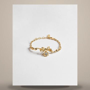 Dior Twist Bow Bracelet Gold Finish Metal & Crystal 158482838 [P]