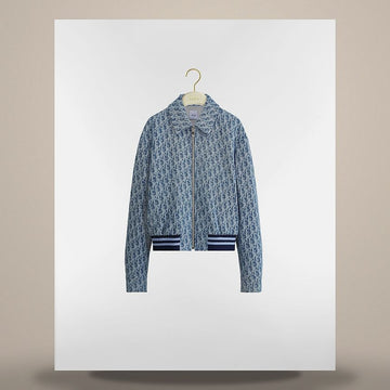 DIOR Zipperjacke mit Riviera-Design in Blau aus zweifarbigem Baumwollmischgewebe 641C42B3770_X5800 158482942 [P]