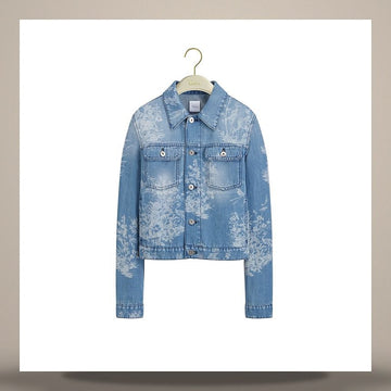 Dior Riviera Cropped Jacket Blue Toile de Jouy Floral Garden Cotton Denim 158482951 [P]