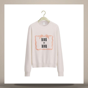 DIOR Pullover mit Buchcover-Stickerei aus ecrufarbenem Cashmere-Seiden-Mix 644S41E1097_X0240 158482970 [P]