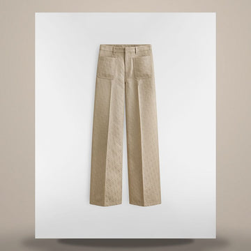 DIOR Flared Pants Beige Oblique Baumwolle Seide Gabardine 158482974 [P]