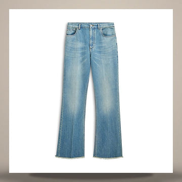 DIOR Riviera Flared Jeans Blau Stone Washed Baumwolle Leinen Denim 158482981 [P]
