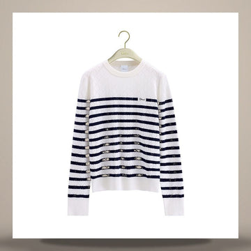 Dior Sweater Ecru & Navy Blue Cashmere Diamond Knit 158482982 [P]