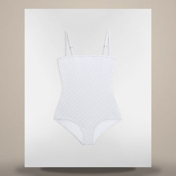 Dior Riviera One-Piece Swimsuit White Oblique Technical Fabric 158483000 [P]