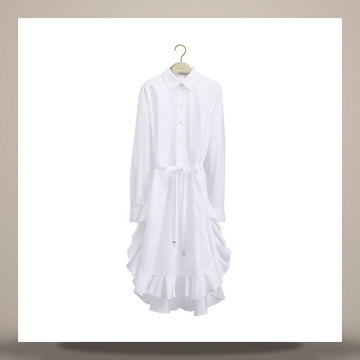 Dior Riviera Midi Ruffle Dress White Cotton Poplin 641D23A3076 158483005 [P]