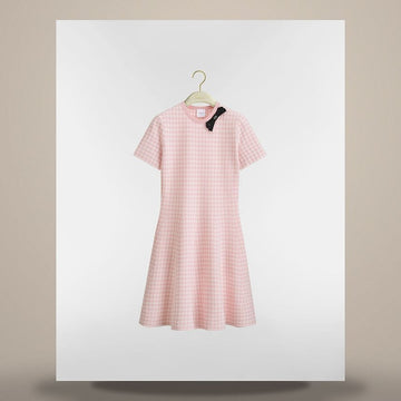 DIOR Riviera Flare Kurzkleid Pink & Weiß Vichy Baumwollmischung Strick 644R41A5A13_X4800 158483018 [P]