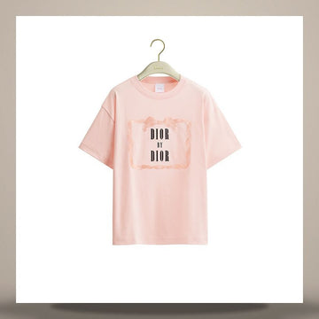 DIOR オーバーサイズブックカバー刺繍Tシャツピンクコットンジャージ643T12A4C65_X4890 158483042 [P]