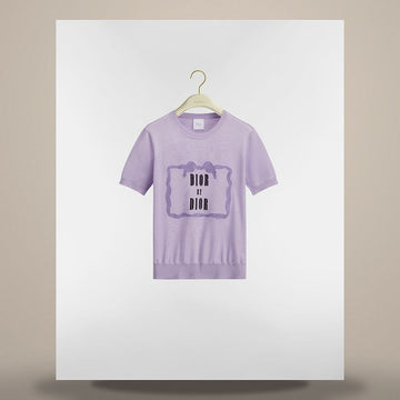 Dior Cover Half Sleeve Sweater Lilac Silk Knit 158483045 [P]